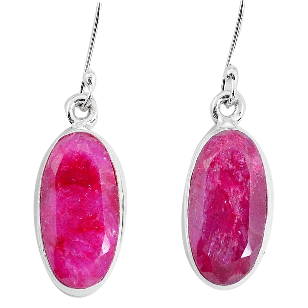 13.28cts natural red ruby 925 sterling silver dangle earrings jewelry p29323