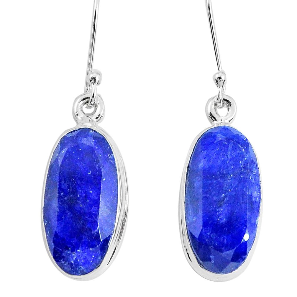 12.36cts natural blue sapphire 925 sterling silver dangle earrings p29334