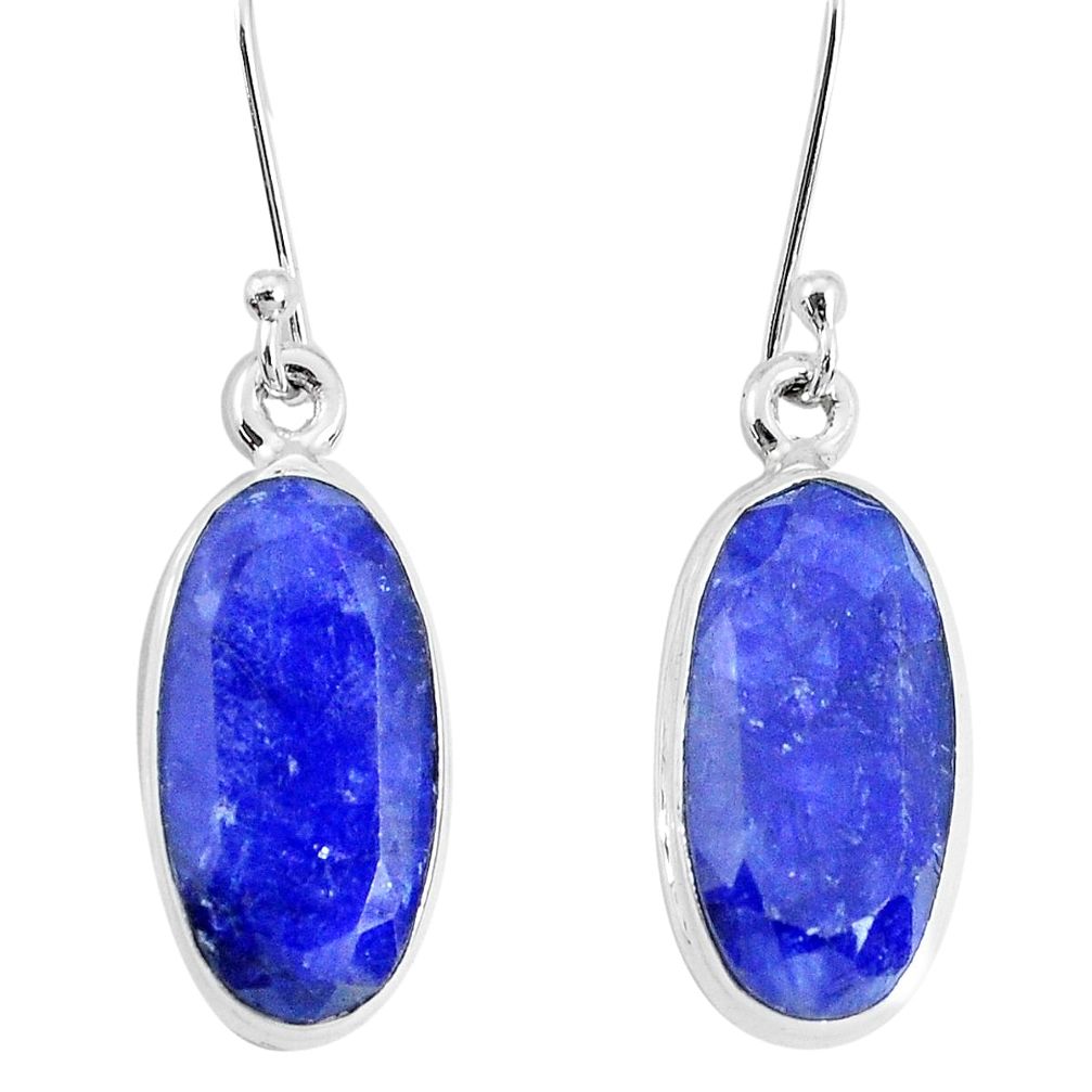 925 sterling silver 13.28cts natural blue sapphire dangle earrings p29335