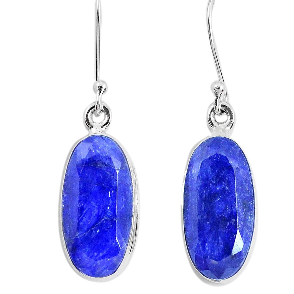 13.71cts natural blue sapphire 925 sterling silver dangle earrings p29336