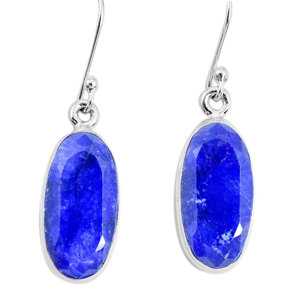 925 sterling silver 12.36cts natural blue sapphire dangle earrings p29338