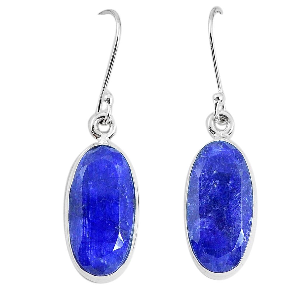 12.07cts natural blue sapphire 925 sterling silver dangle earrings p29340