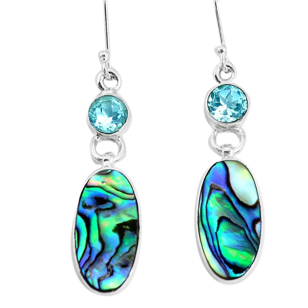 925 silver 11.23cts natural green abalone paua seashell topaz earrings p29351