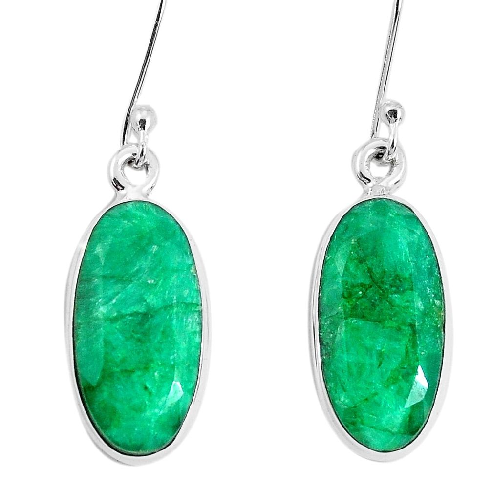 13.28cts natural green emerald 925 sterling silver dangle earrings p29361