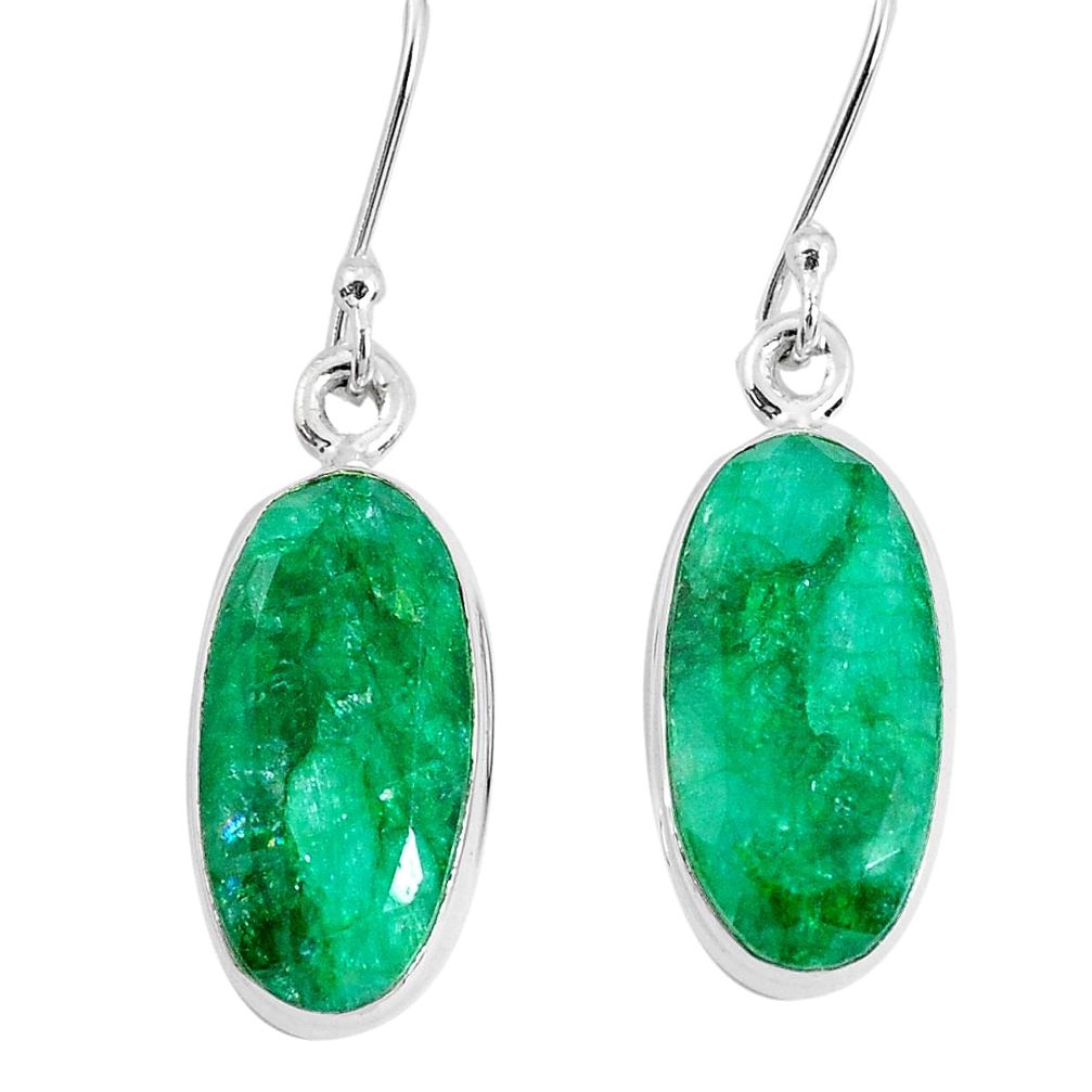 12.07cts natural green emerald 925 sterling silver dangle earrings p29363