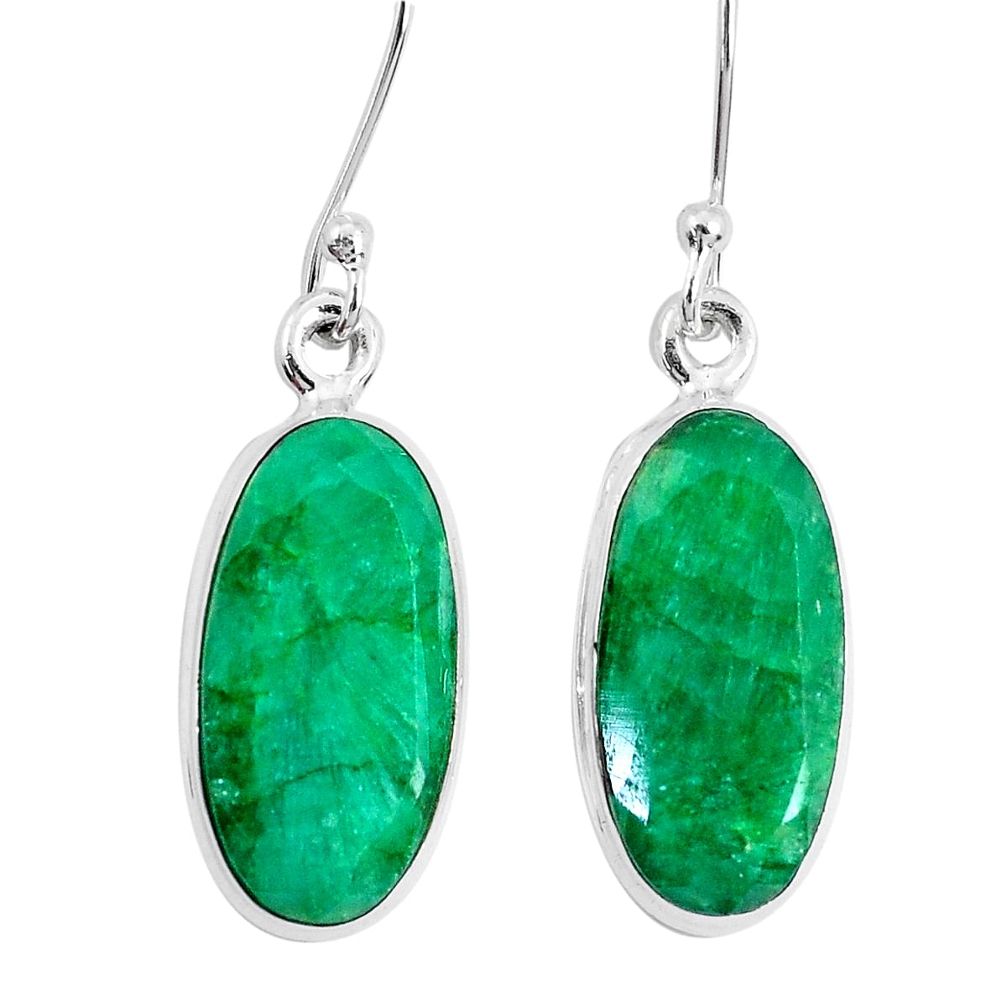 13.28cts natural green emerald 925 sterling silver dangle earrings p29366