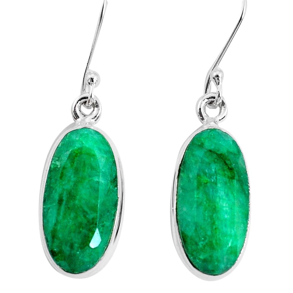 925 sterling silver 13.14cts natural green emerald dangle earrings p29368