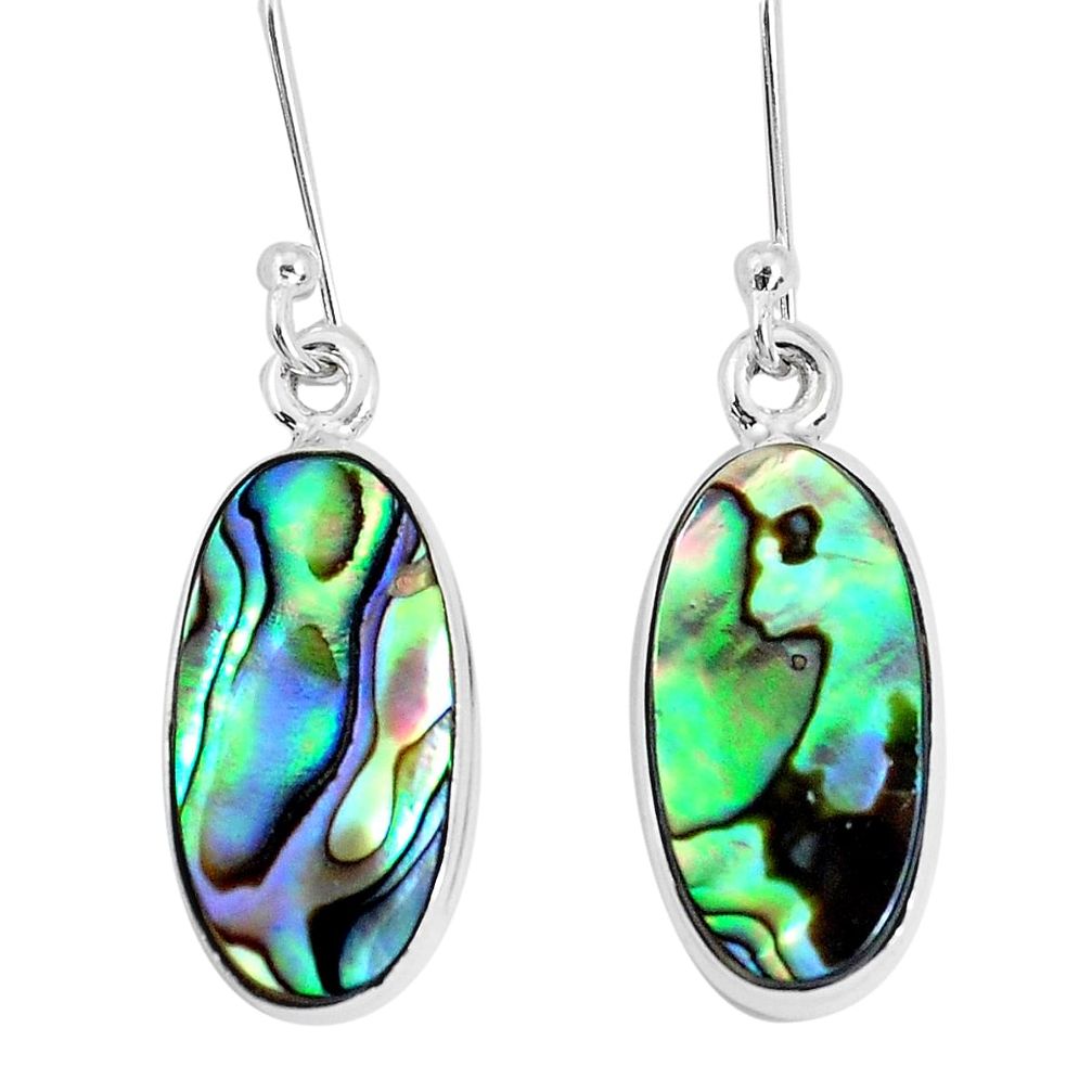 925 silver 9.18cts natural green abalone paua seashell dangle earrings p29372
