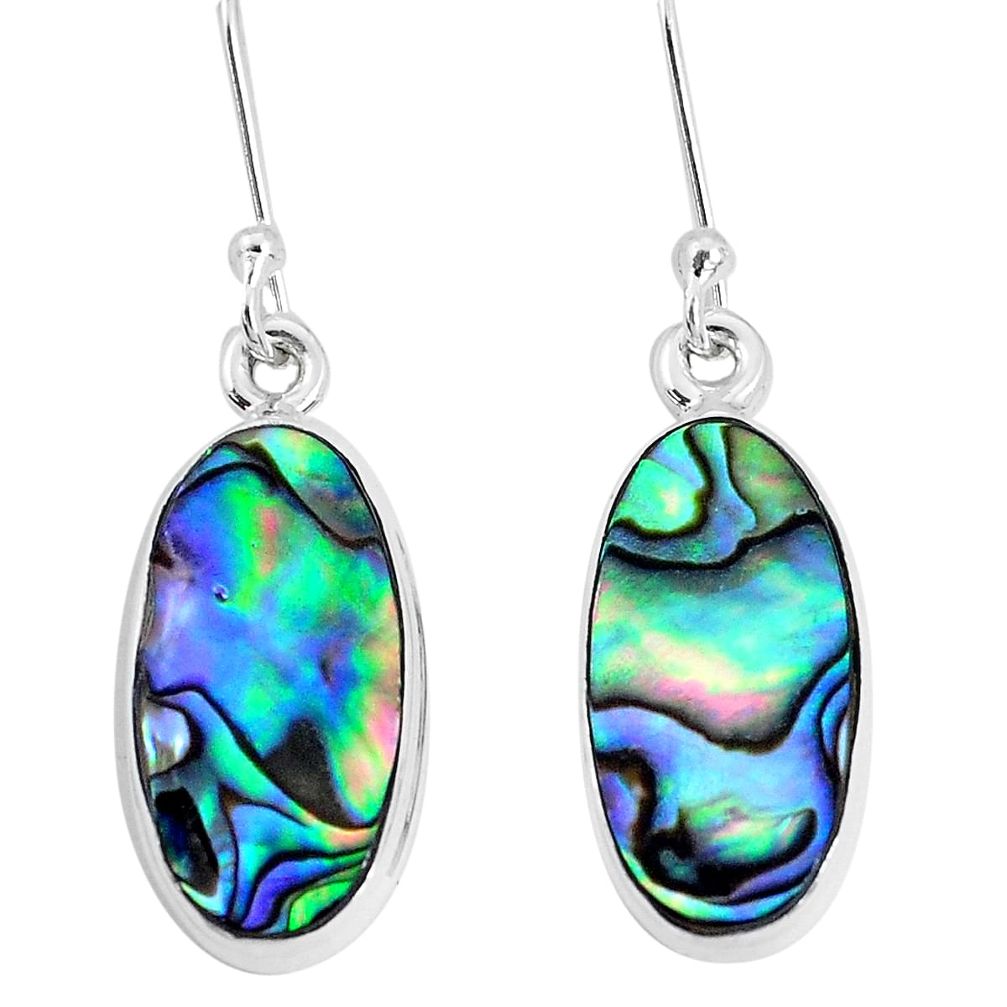 925 silver 8.26cts natural green abalone paua seashell dangle earrings p29375