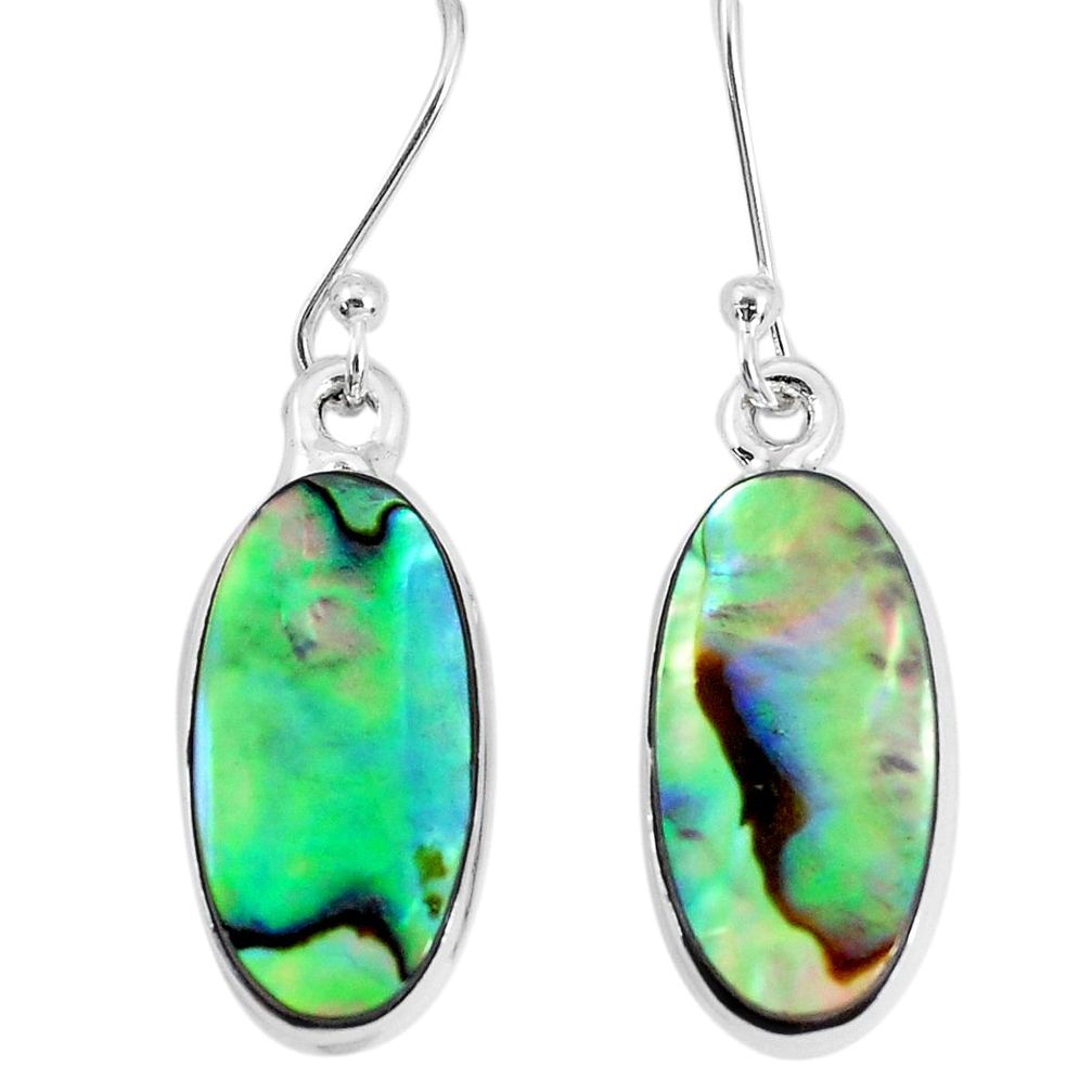 925 silver 10.78cts natural green abalone paua seashell dangle earrings p29378