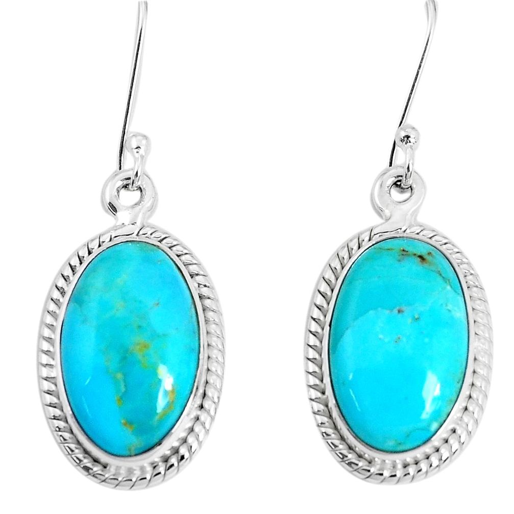 12.07cts green arizona mohave turquoise 925 silver dangle earrings p29381