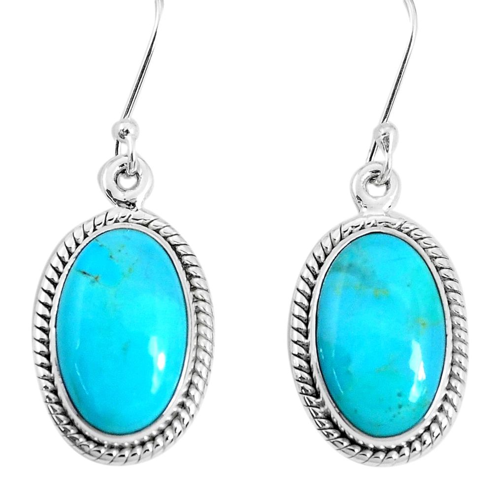 12.03cts green arizona mohave turquoise 925 silver dangle earrings p29382