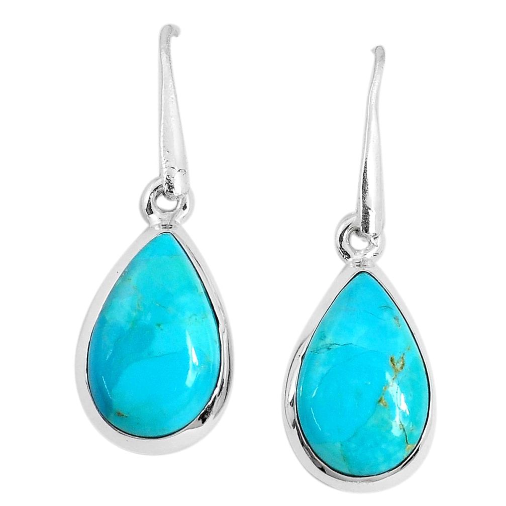 10.31cts green arizona mohave turquoise 925 silver dangle earrings p29389