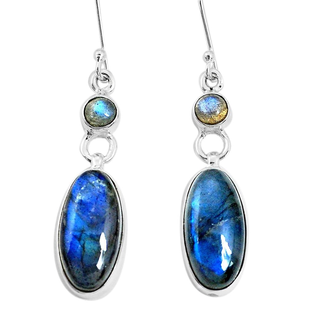 925 sterling silver 14.08cts natural blue labradorite dangle earrings p29391