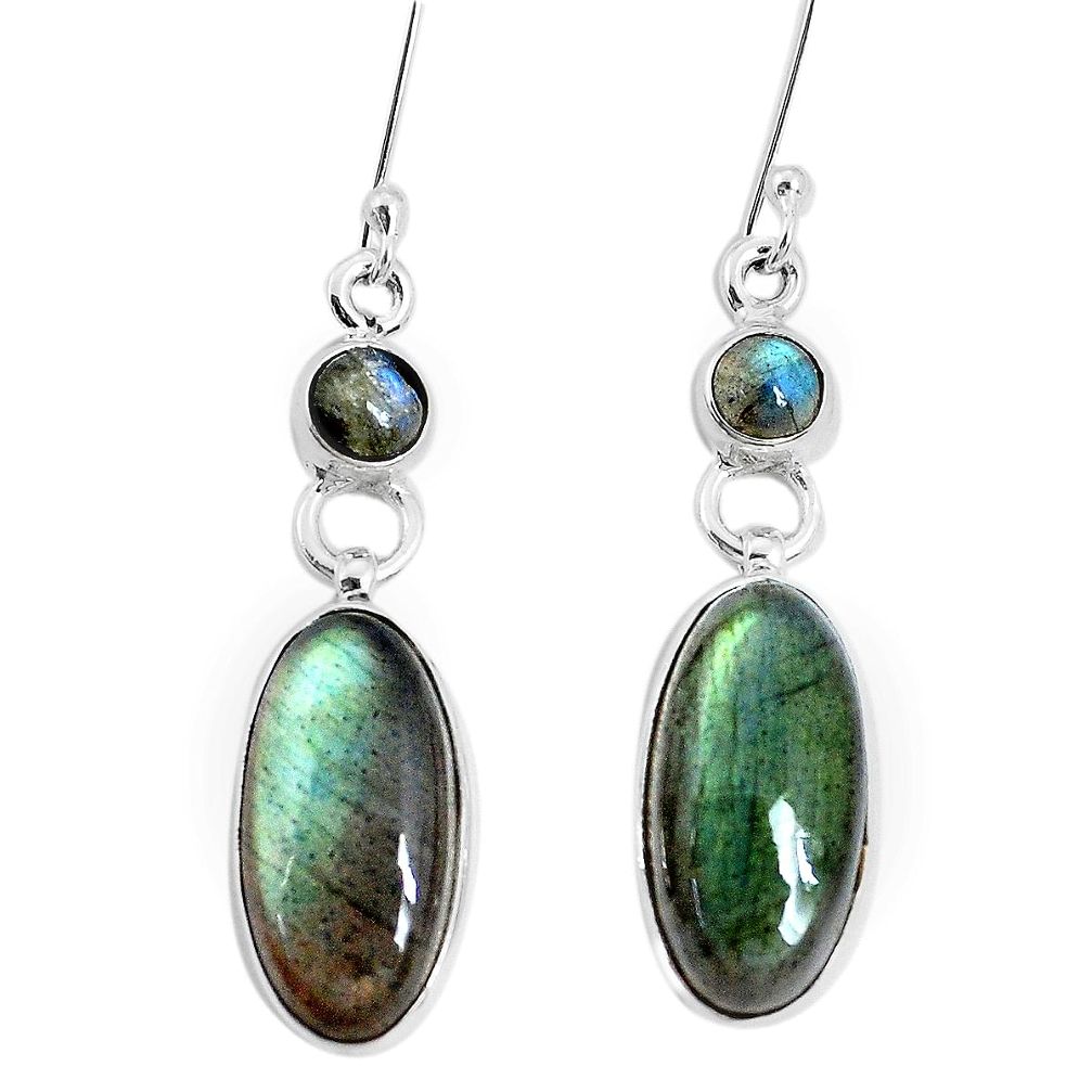 14.41cts natural blue labradorite 925 sterling silver dangle earrings p29393