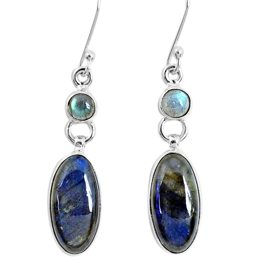 925 sterling silver 14.12cts natural blue labradorite dangle earrings p29395