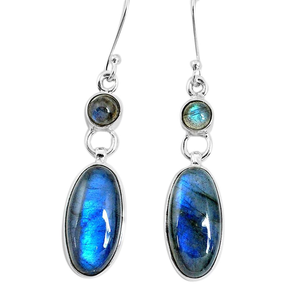 13.98cts natural blue labradorite 925 sterling silver dangle earrings p29396