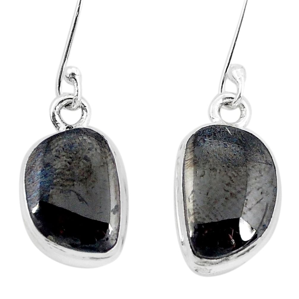 10.32cts natural black shungite 925 sterling silver dangle earrings p29481