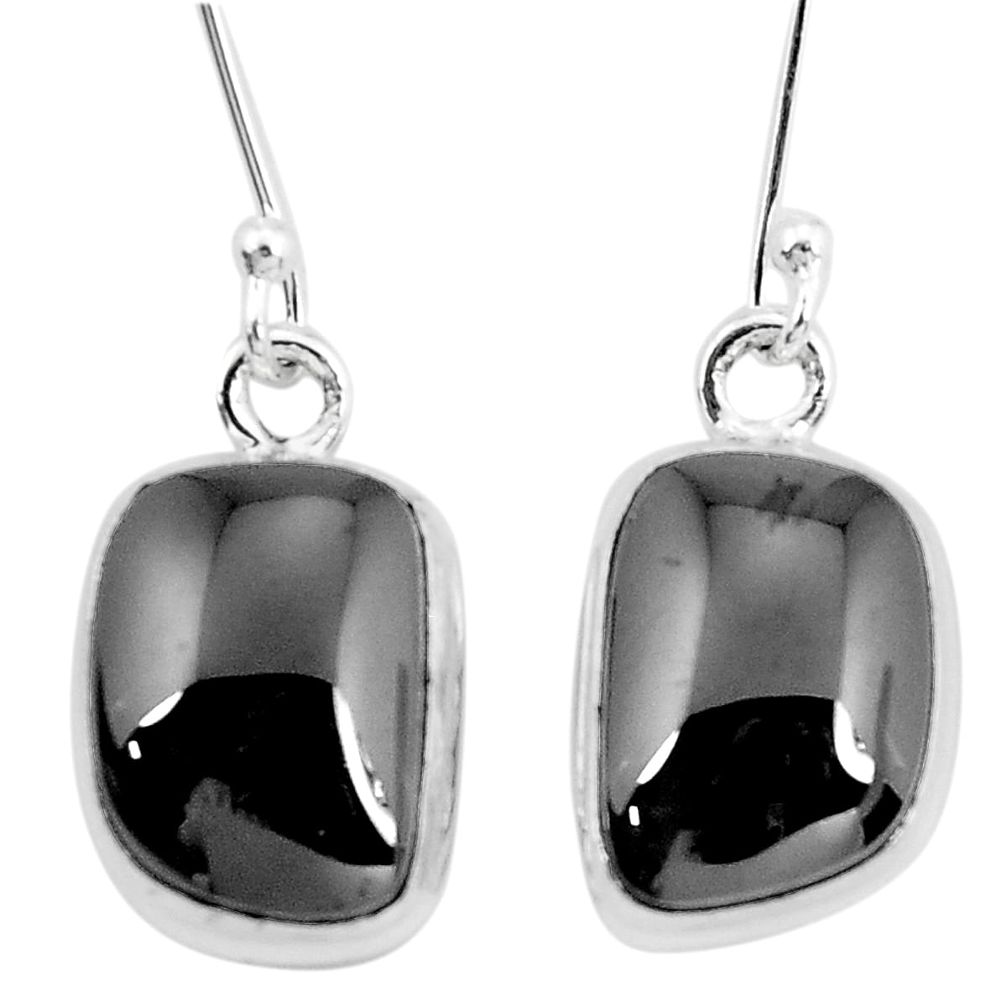 13.27cts natural black shungite 925 sterling silver dangle earrings p29482