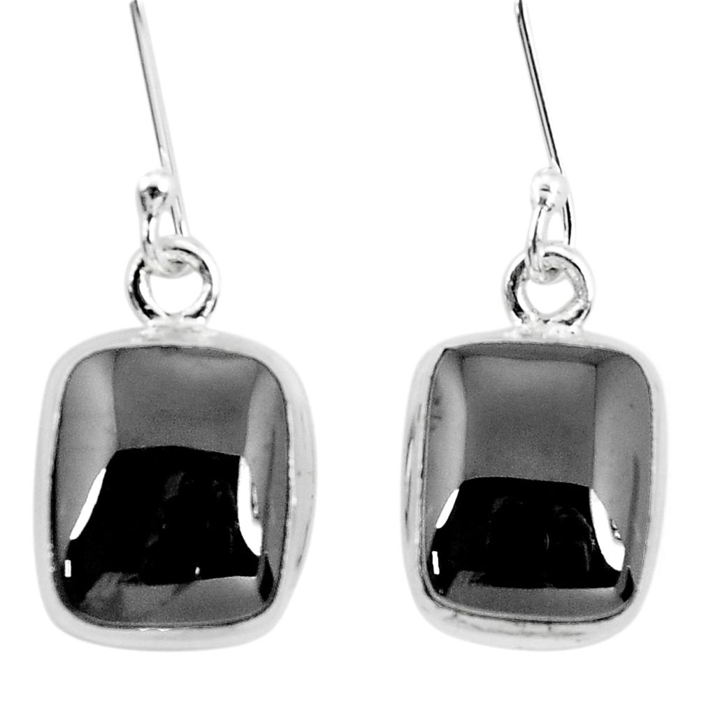 12.52cts natural black shungite 925 sterling silver dangle earrings p29483