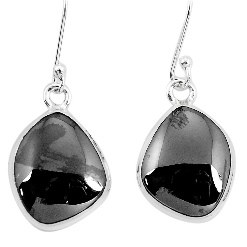 925 sterling silver 13.77cts natural black shungite dangle earrings p29484