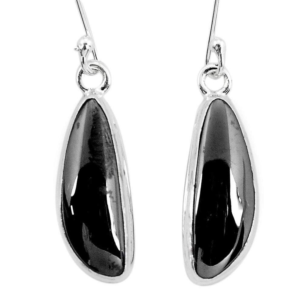 13.27cts natural black shungite 925 sterling silver dangle earrings p29485