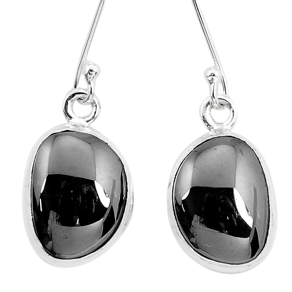 12.06cts natural black shungite 925 sterling silver dangle earrings p29486