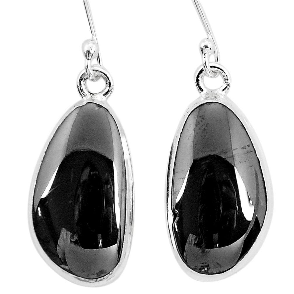 925 sterling silver 14.15cts natural black shungite fancy dangle earrings p29490