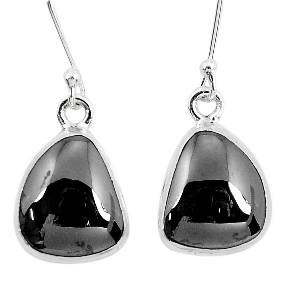 12.52cts natural black shungite 925 sterling silver dangle earrings p29493