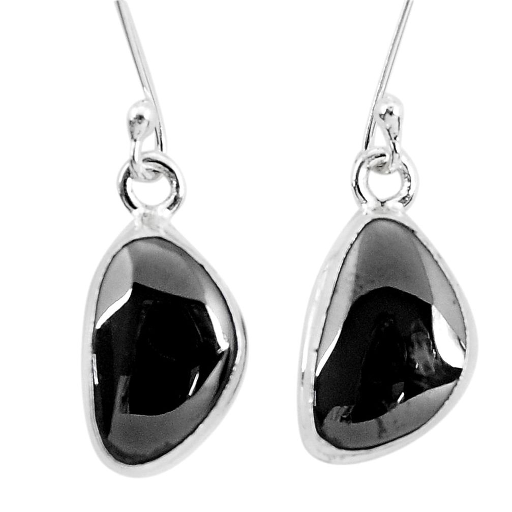 925 sterling silver 11.04cts natural black shungite dangle earrings p29494