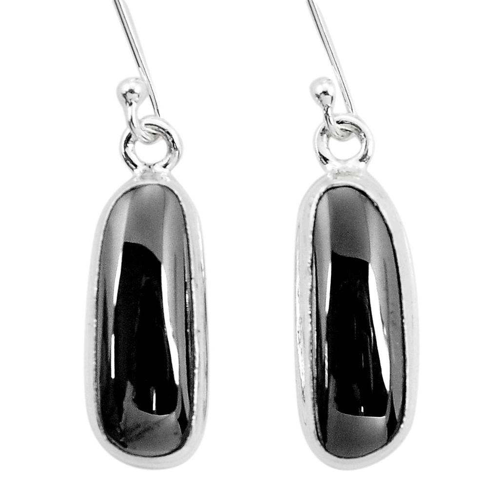 12.83cts natural black shungite 925 sterling silver dangle earrings p29495