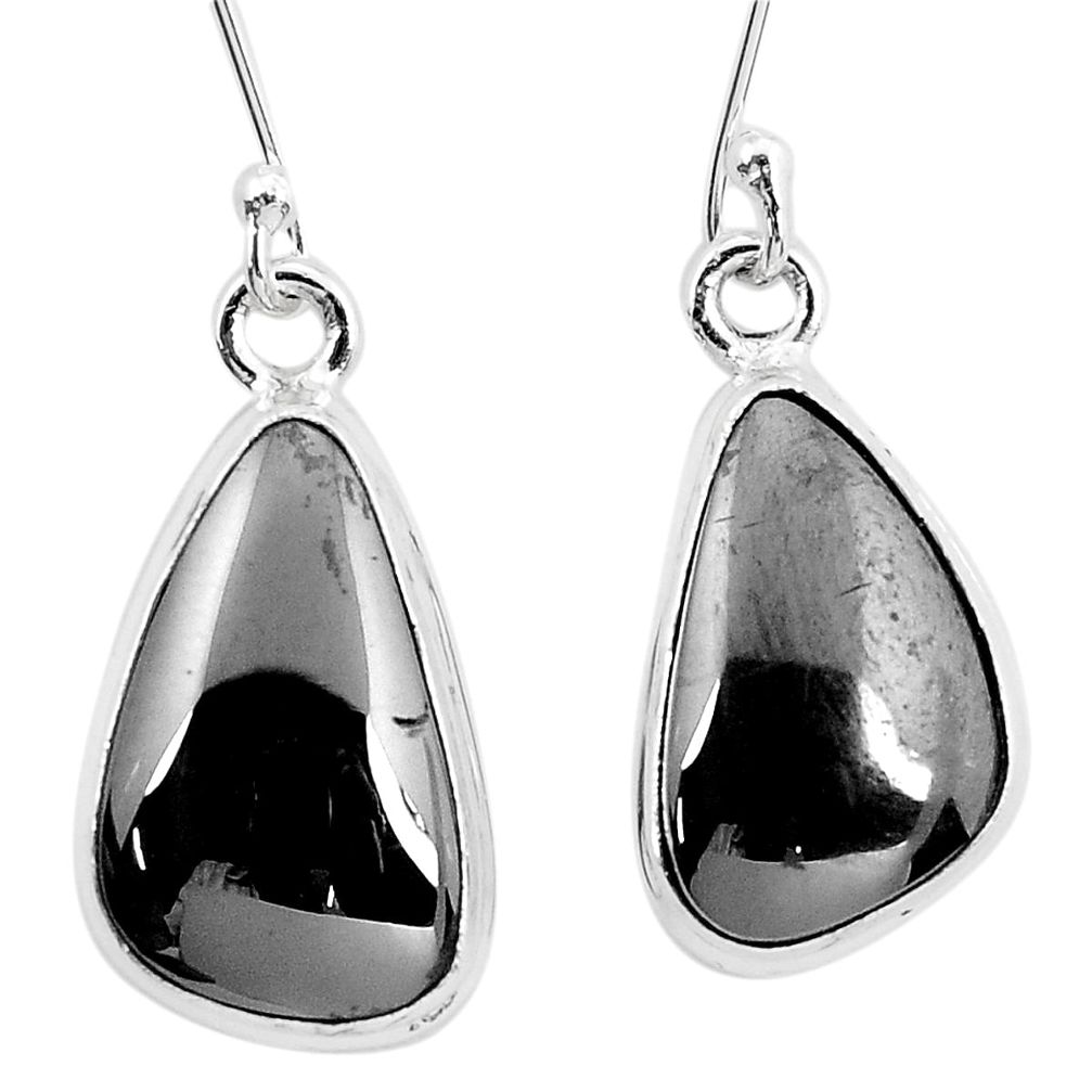 12.91cts natural black shungite 925 sterling silver dangle earrings p29496