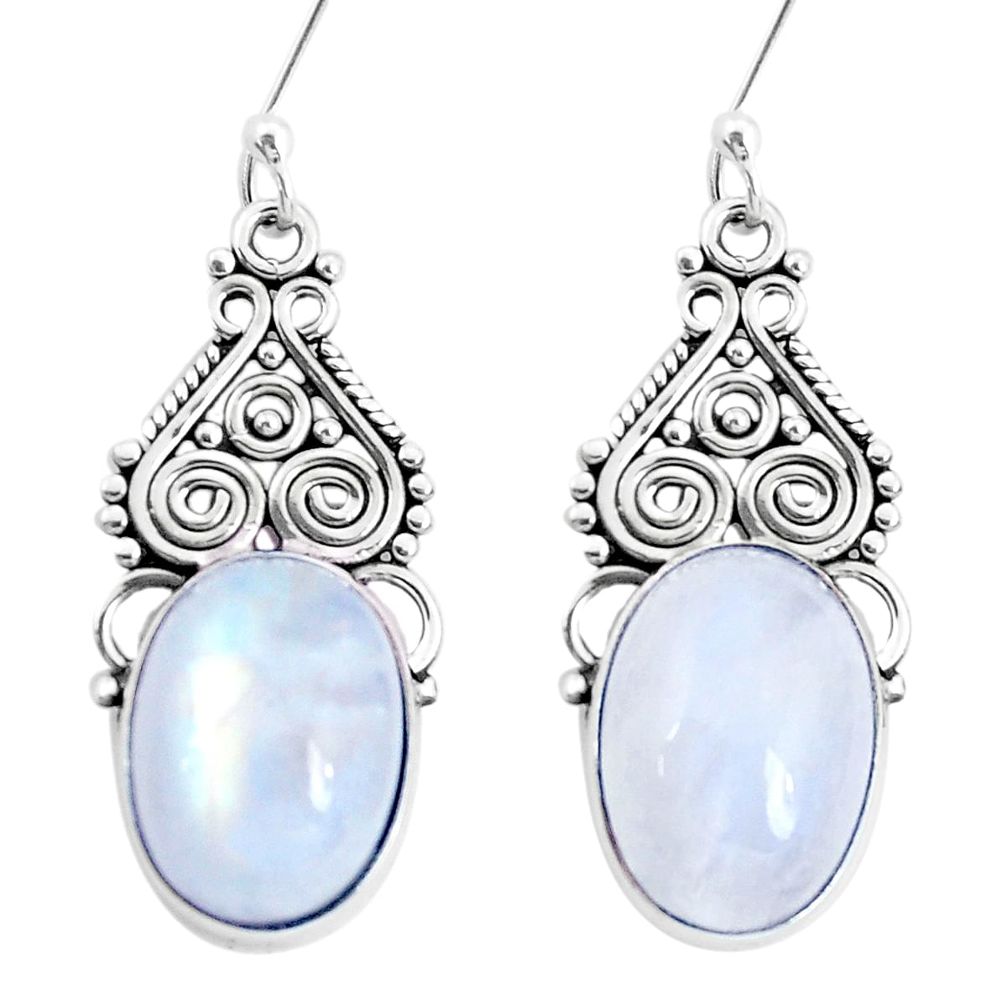 925 sterling silver 13.09cts natural rainbow moonstone dangle earrings p29584