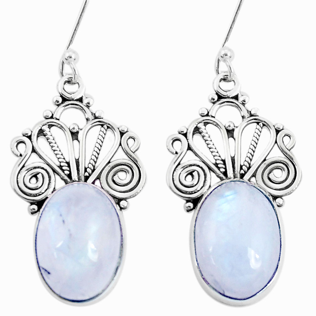 12.60cts natural rainbow moonstone 925 sterling silver dangle earrings p29585