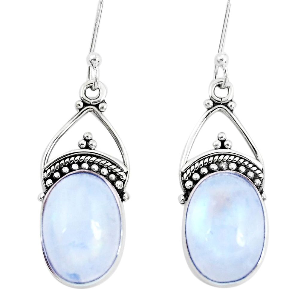 925 sterling silver 11.19cts natural rainbow moonstone dangle earrings p29596