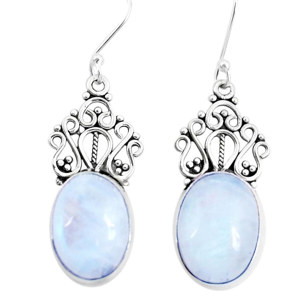 11.95cts natural rainbow moonstone 925 sterling silver dangle earrings p29597