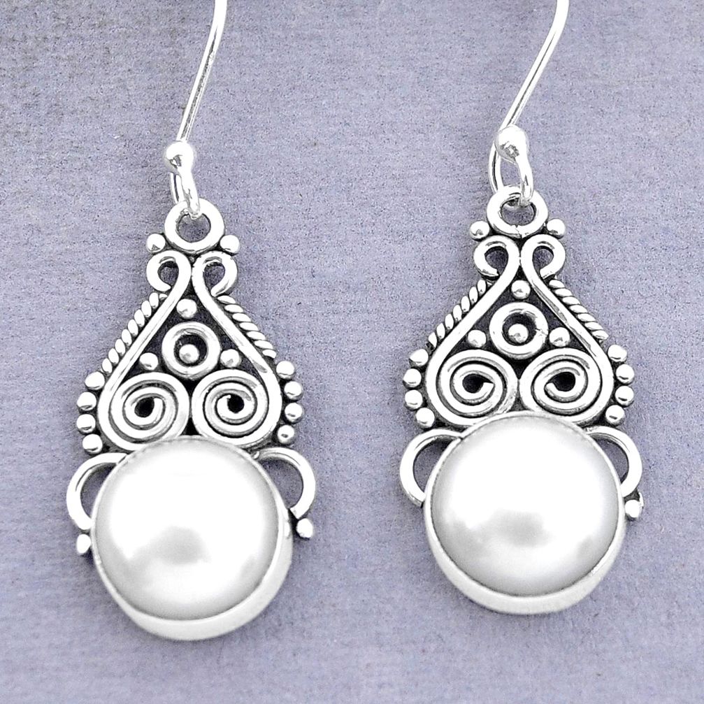 10.77cts natural white pearl 925 sterling silver dangle earrings jewelry p29602