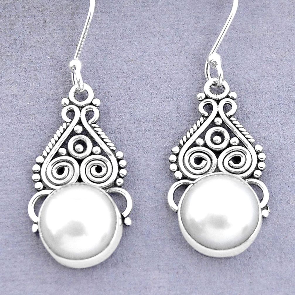10.41cts natural white pearl 925 sterling silver dangle earrings jewelry p29603