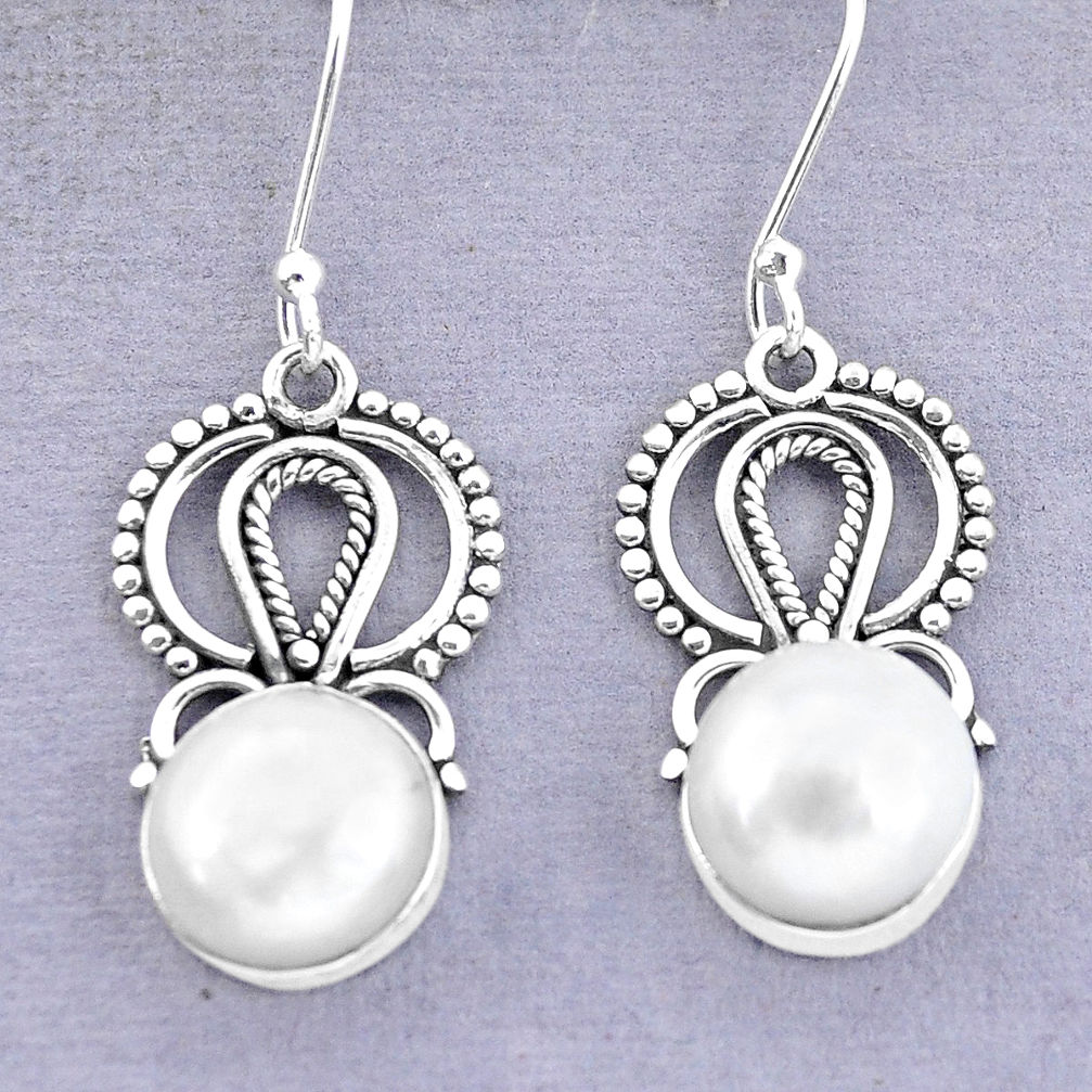 925 sterling silver 10.36cts natural white pearl dangle earrings jewelry p29604