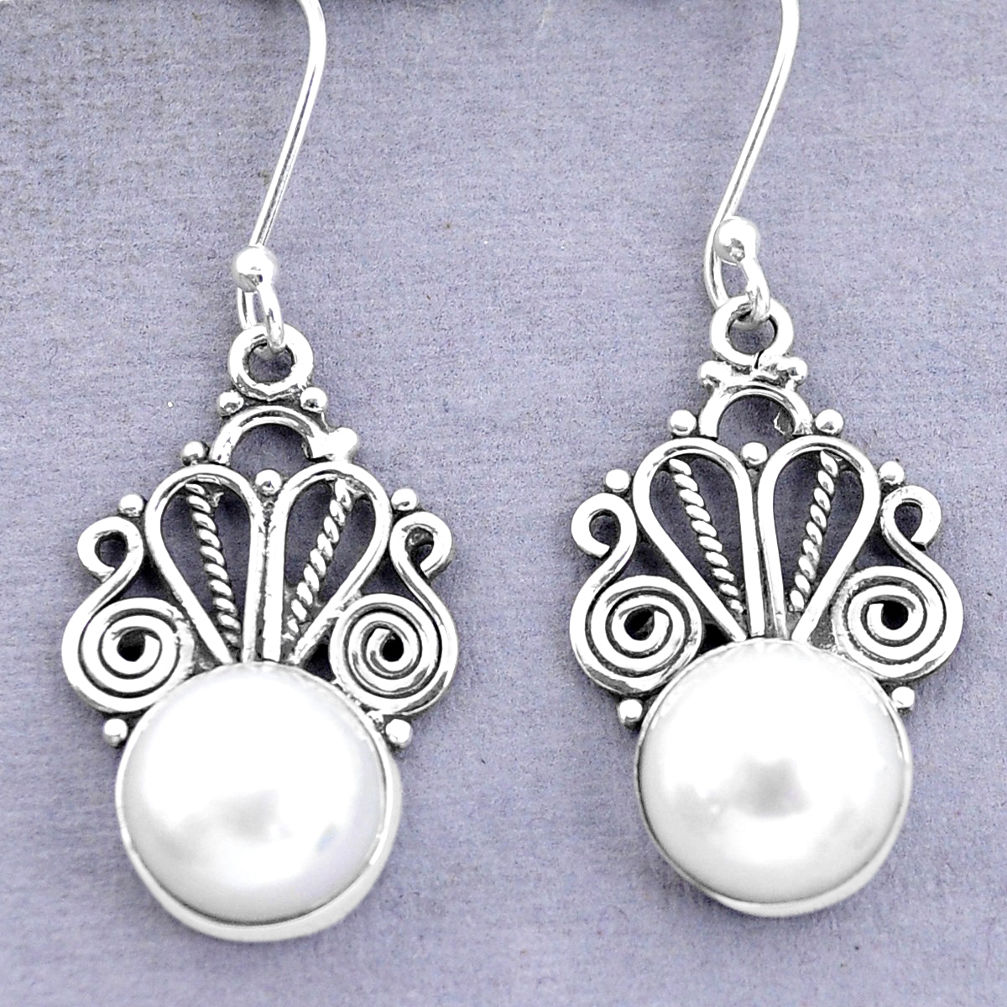 925 sterling silver 11.19cts natural white pearl dangle earrings jewelry p29607