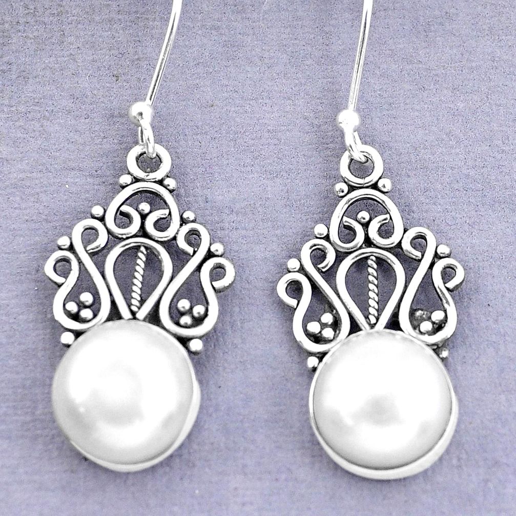 925 sterling silver 10.30cts natural white pearl dangle earrings jewelry p29610