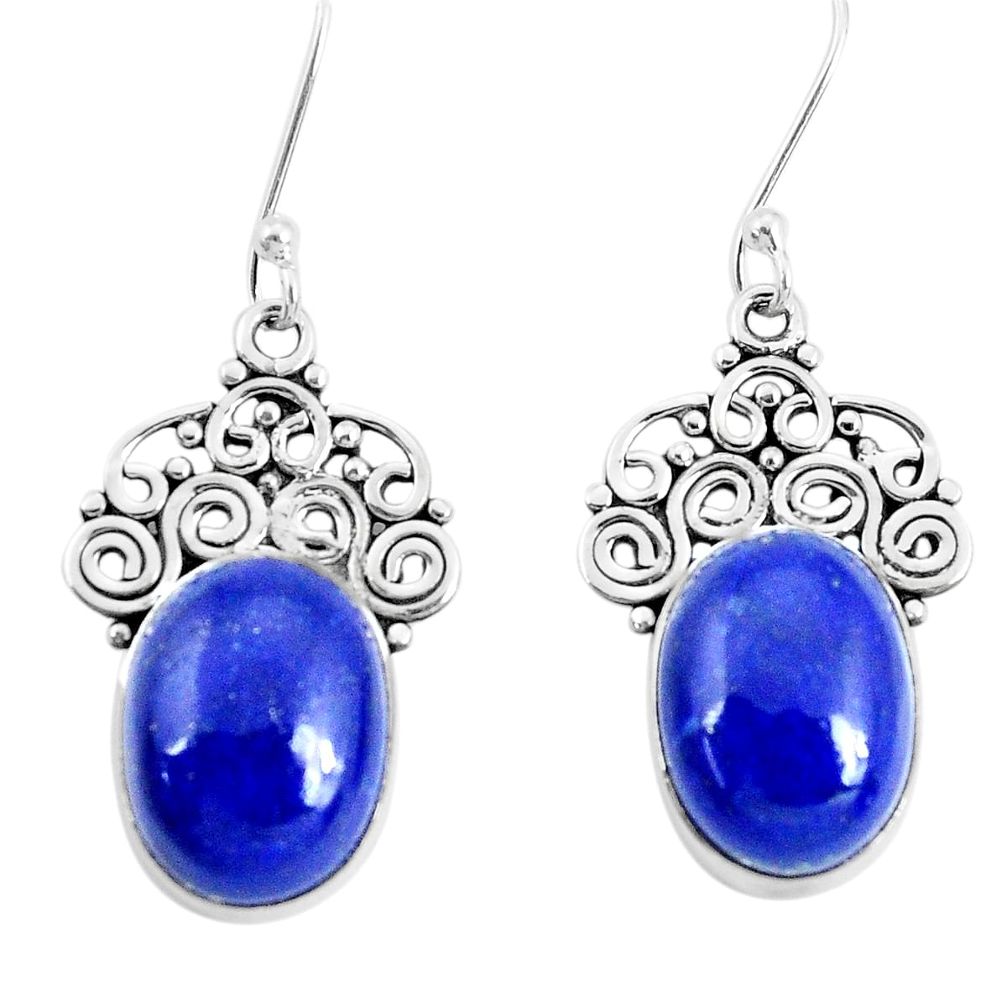 12.71cts natural blue lapis lazuli 925 sterling silver dangle earrings p29622