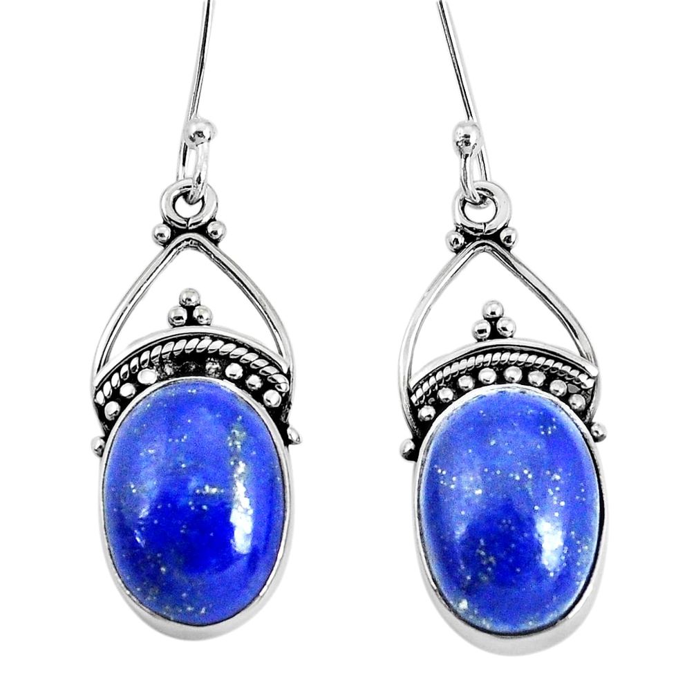 925 sterling silver 10.60cts natural blue lapis lazuli dangle earrings p29623