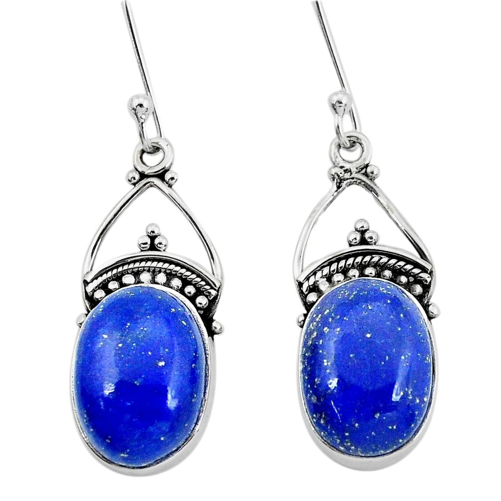 11.27cts natural blue lapis lazuli 925 sterling silver dangle earrings p29624