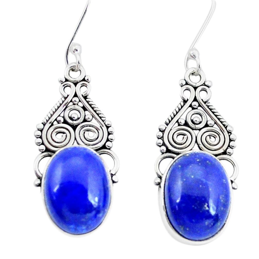 11.93cts natural blue lapis lazuli 925 sterling silver dangle earrings p29625