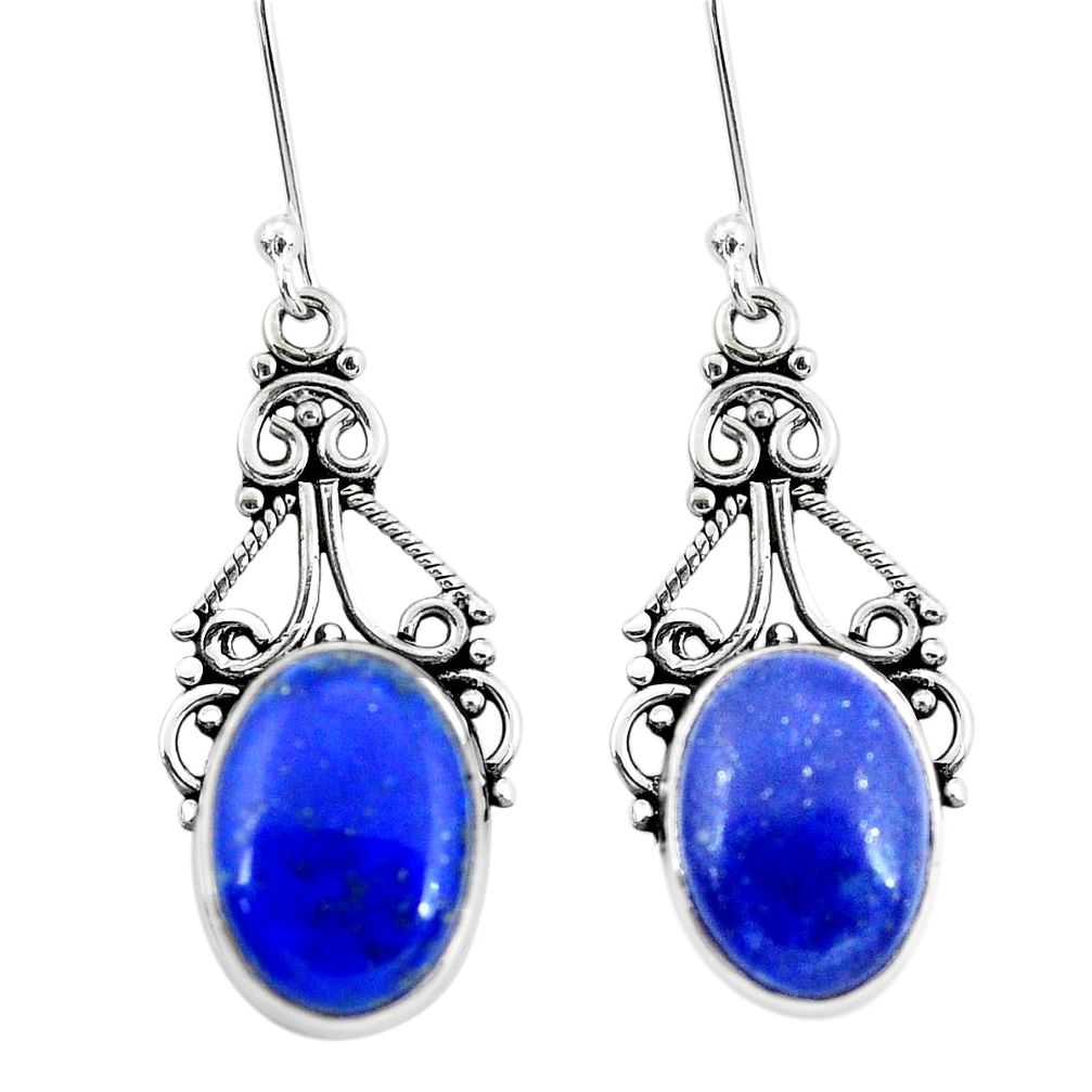 925 sterling silver 9.86cts natural blue lapis lazuli dangle earrings p29626