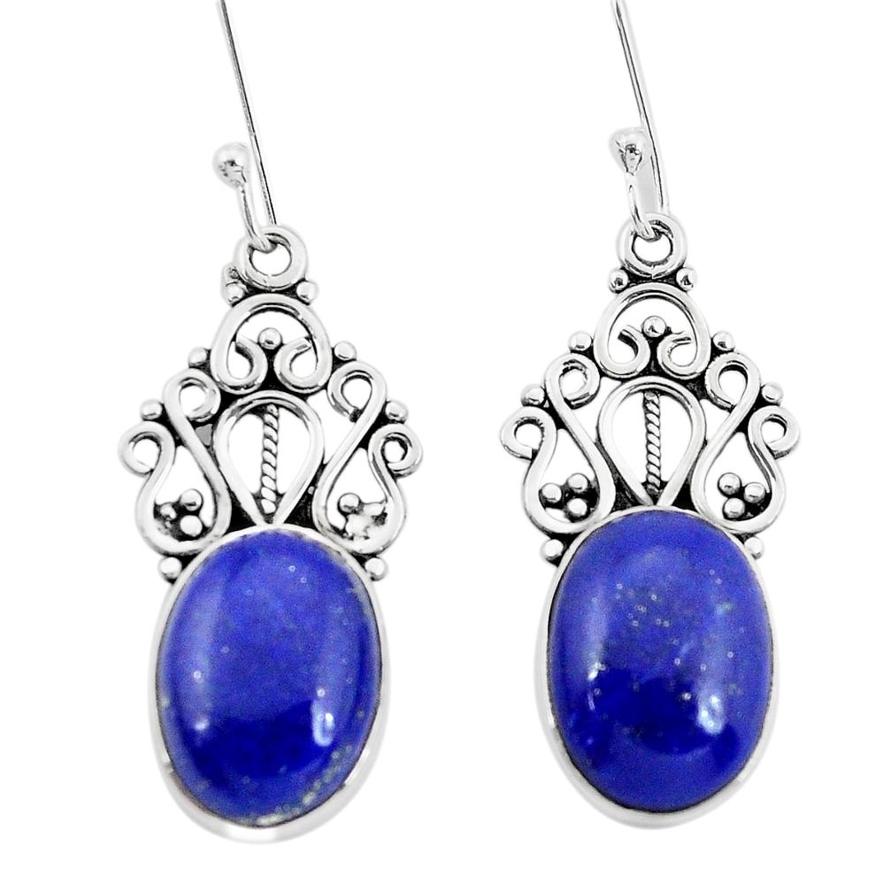 925 sterling silver 11.89cts natural blue lapis lazuli dangle earrings p29632