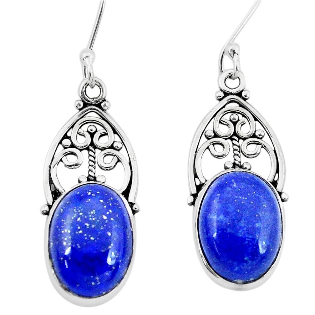 11.64cts natural blue lapis lazuli 925 sterling silver dangle earrings p29633