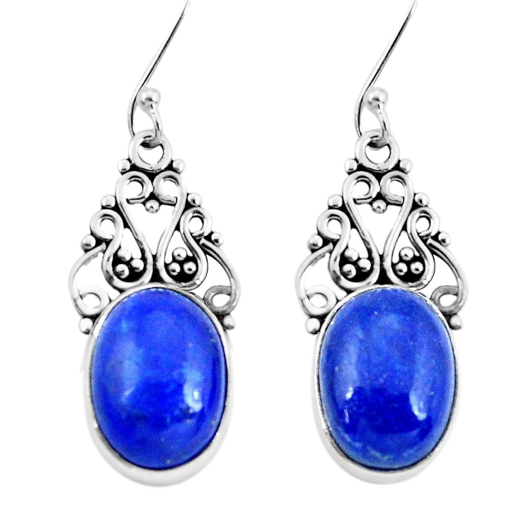 11.89cts natural blue lapis lazuli 925 sterling silver dangle earrings p29636