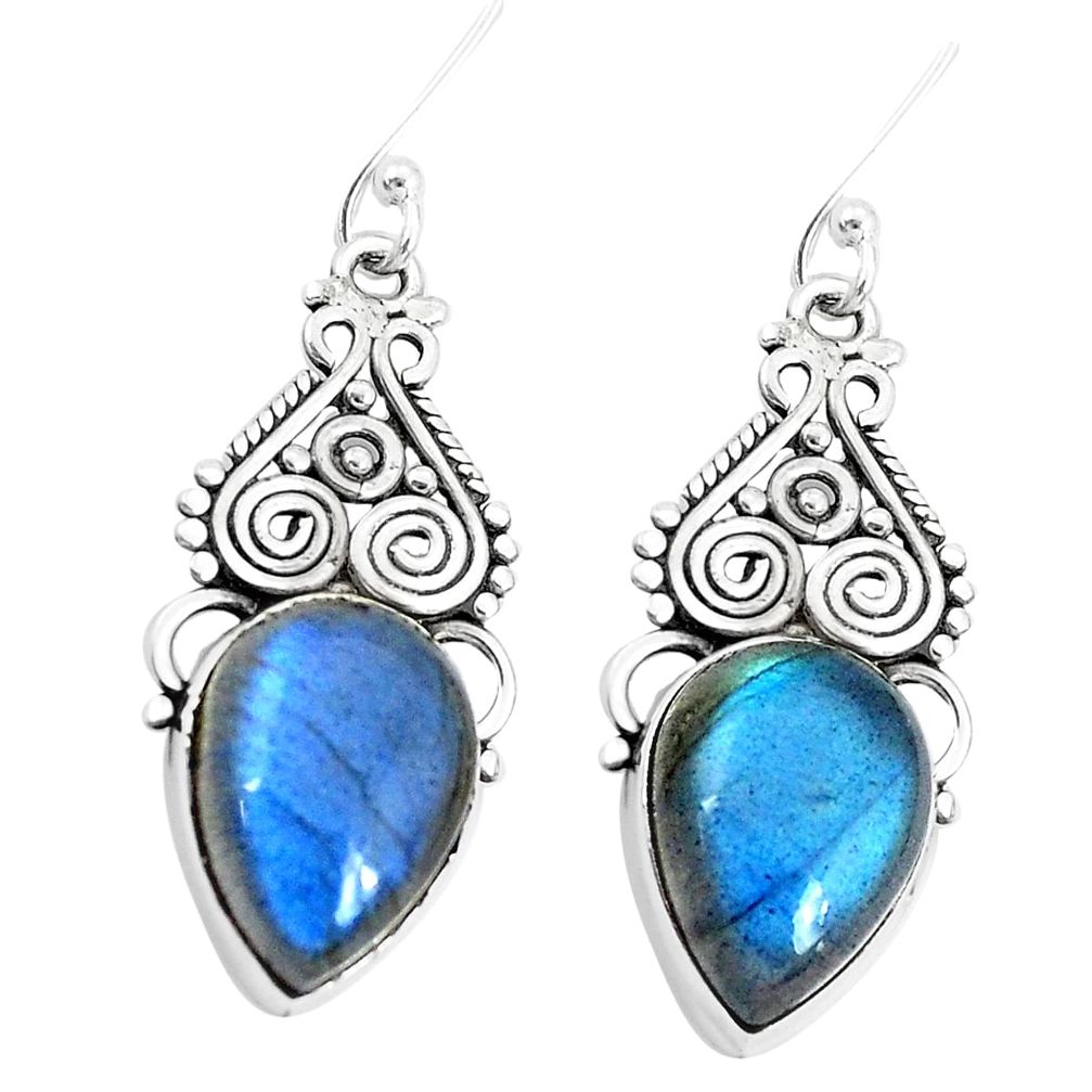 12.31cts natural blue labradorite 925 sterling silver dangle earrings p29641